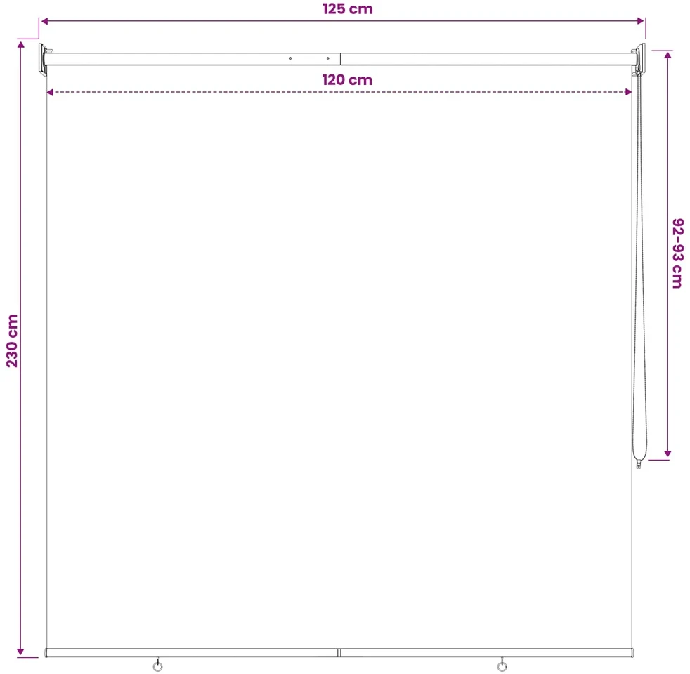 Lauko ritininė žaliuzė UV apsaugai Juoda 100 x 230 cm (P x A)