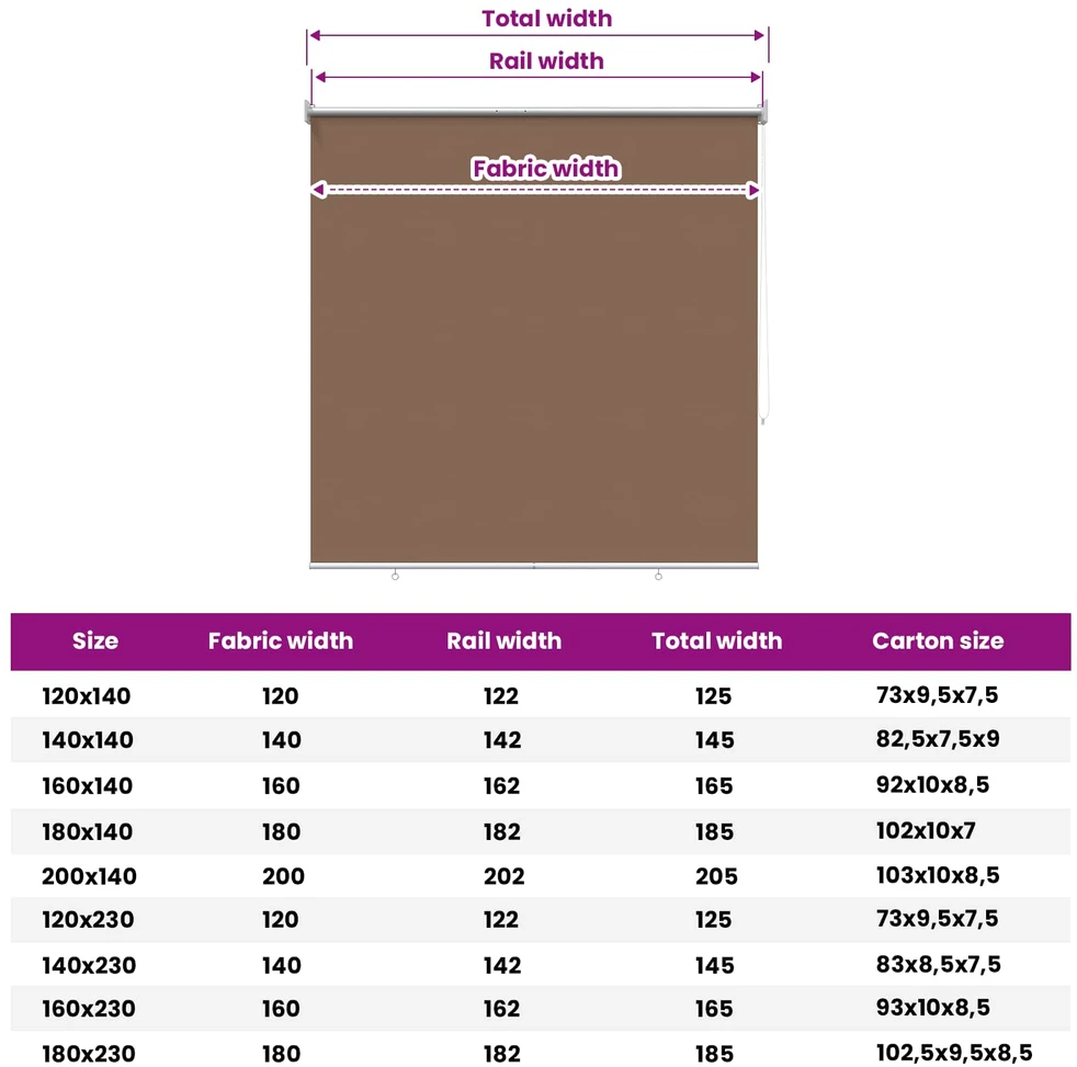 Lauko ritininė žaliuzė UV apsaugai Taupe 100 x 230 cm (P x A)