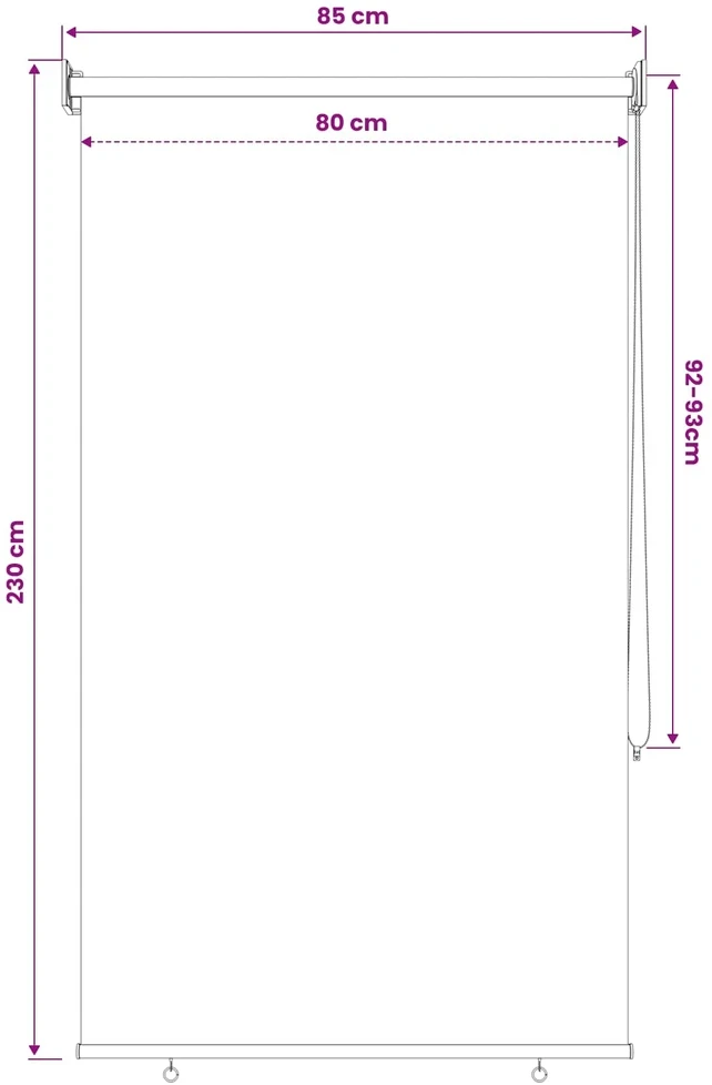 Lauko roletai 90% UV blokavimui Juoda 80 x 230 cm HDPE