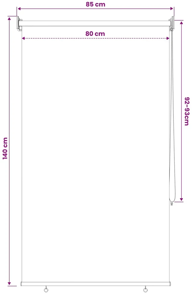 Lauko roletai 90% UV blokavimui Ruda 80 x 140 cm HDPE