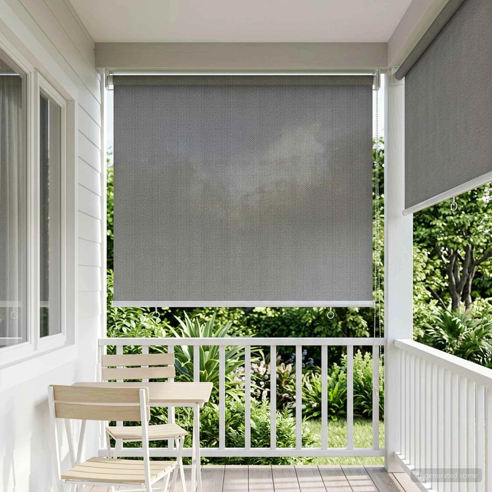 Lauko roletai 90% UV blokavimui Šviesiai pilka 80 x 140 cm HDPE
