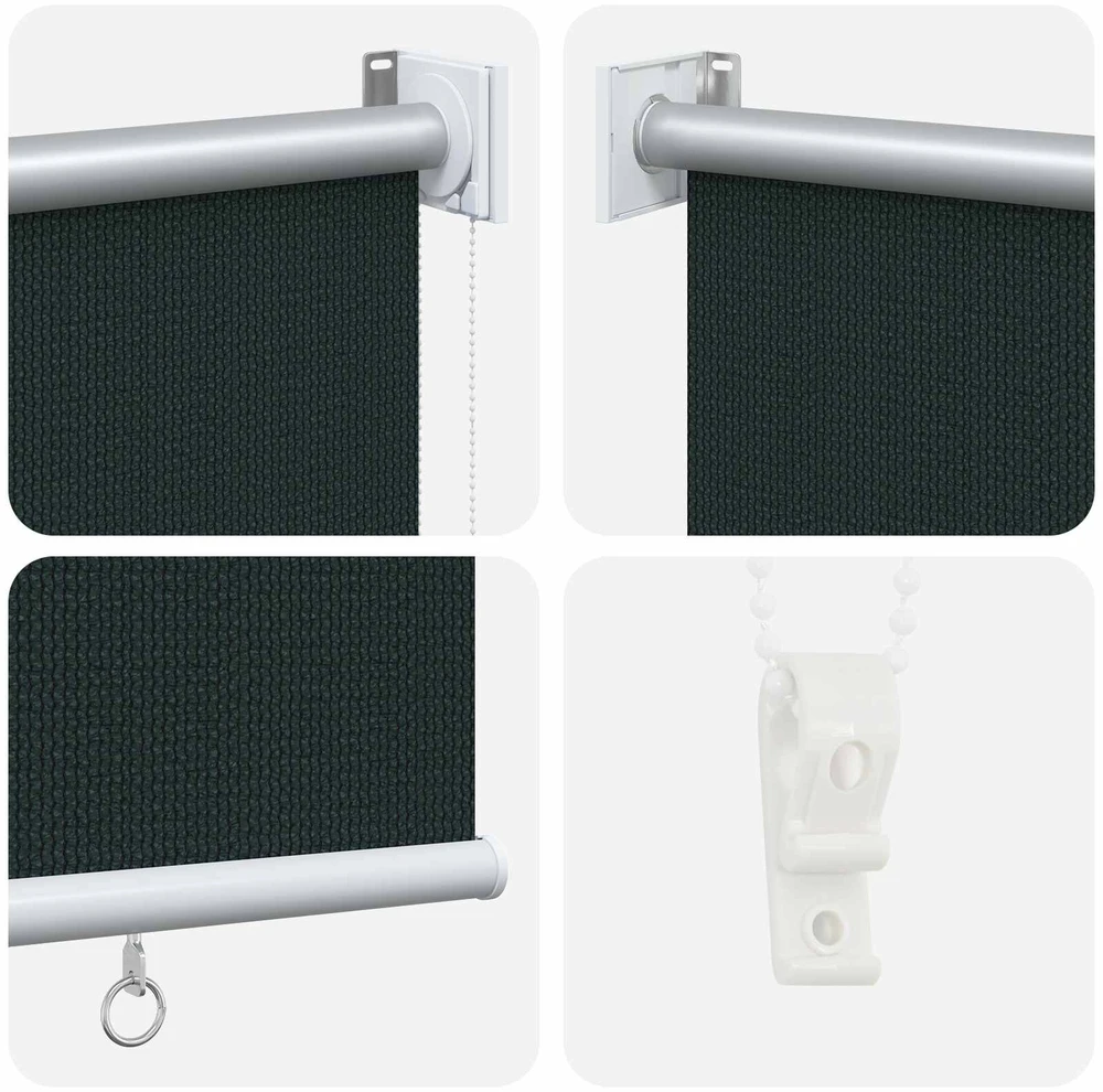 Lauko roletai 90% UV blokavimui Tamsiai žalia 160 x 140 cm HDPE
