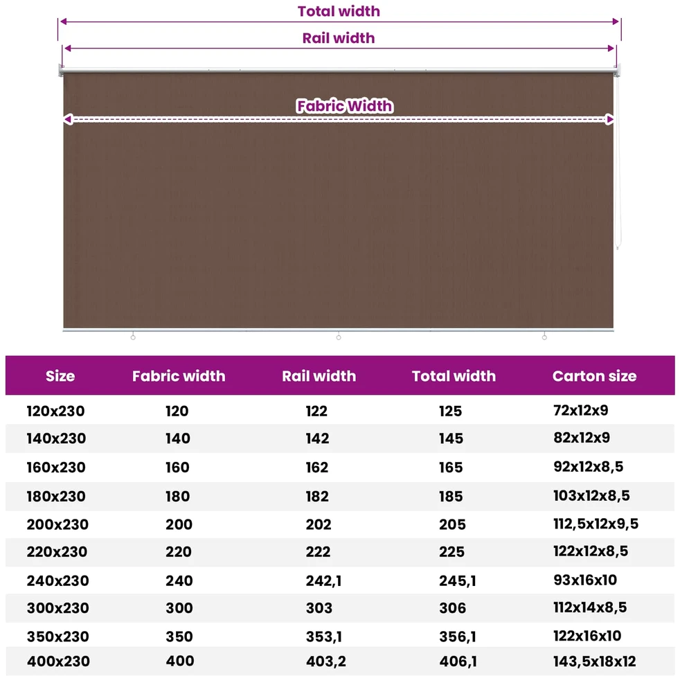 Lauko roletai 90% UV blokavimui Taupe 300 x 230 cm HDPE