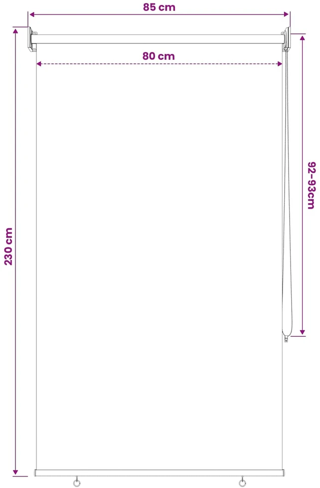 Lauko roletai 90% UV blokavimui Terakota 80 x 230 cm HDPE