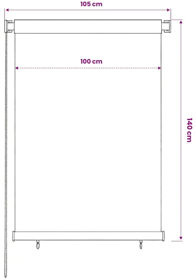 Lauko roletas, 105 (plotis) x 140 (aukštis) cm, rudos spalvos, HDPE