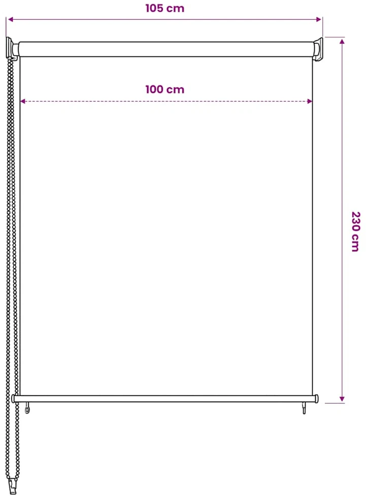 Lauko roletas, 105 (plotis) x 230 (aukštis) cm, smėlio spalvos
