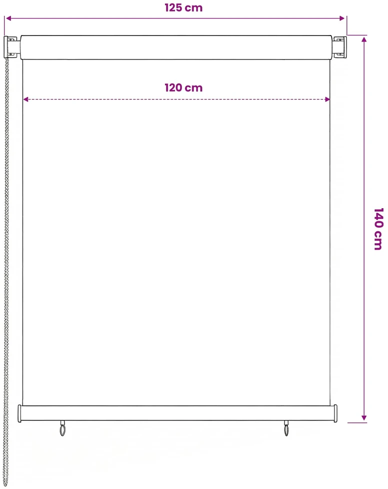 Lauko roletas, 125 (plotis) x 140 (aukštis) cm, rudos spalvos