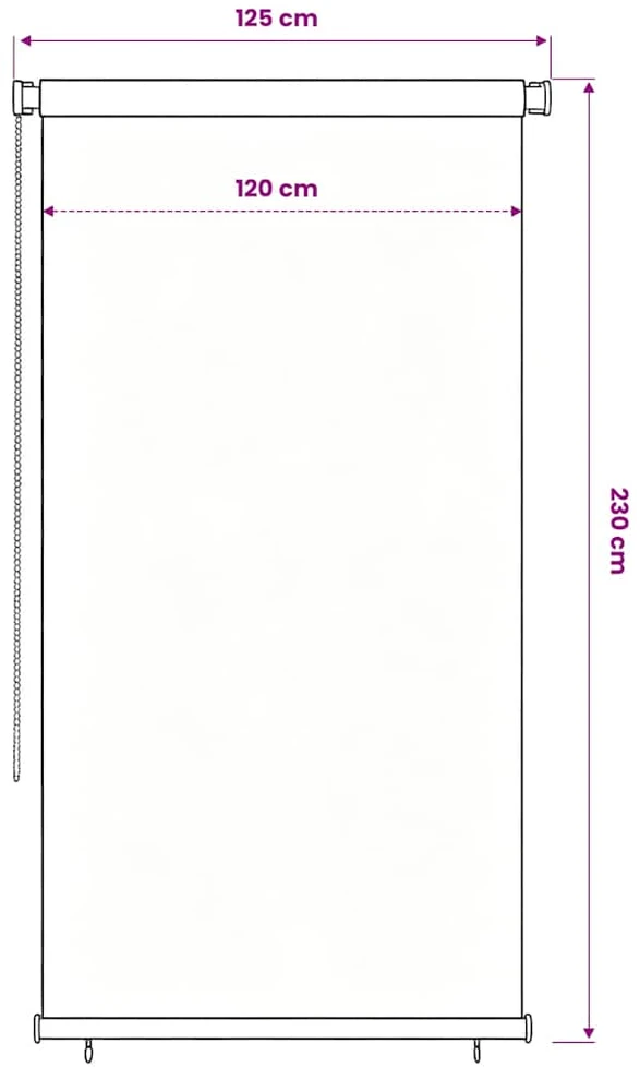 Lauko roletas, 125 (plotis) x 230 (aukštis) cm, tamsiai žalios spalvos, HDPE