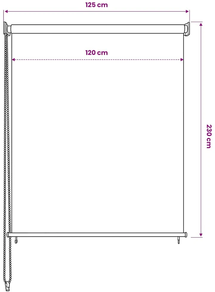 Lauko roletas, 125 (plotis) x 230 (aukštis) cm, smėlio spalvos