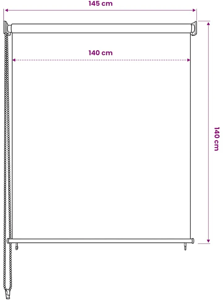Lauko roletas, 145 (plotis) x 140 (aukštis) cm, smėlio spalvos