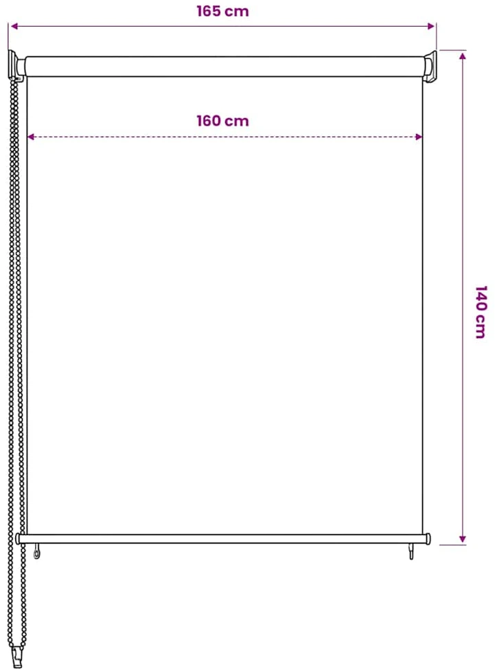 Lauko roletas, 165 (plotis) x 140 (aukštis) cm, smėlio spalvos