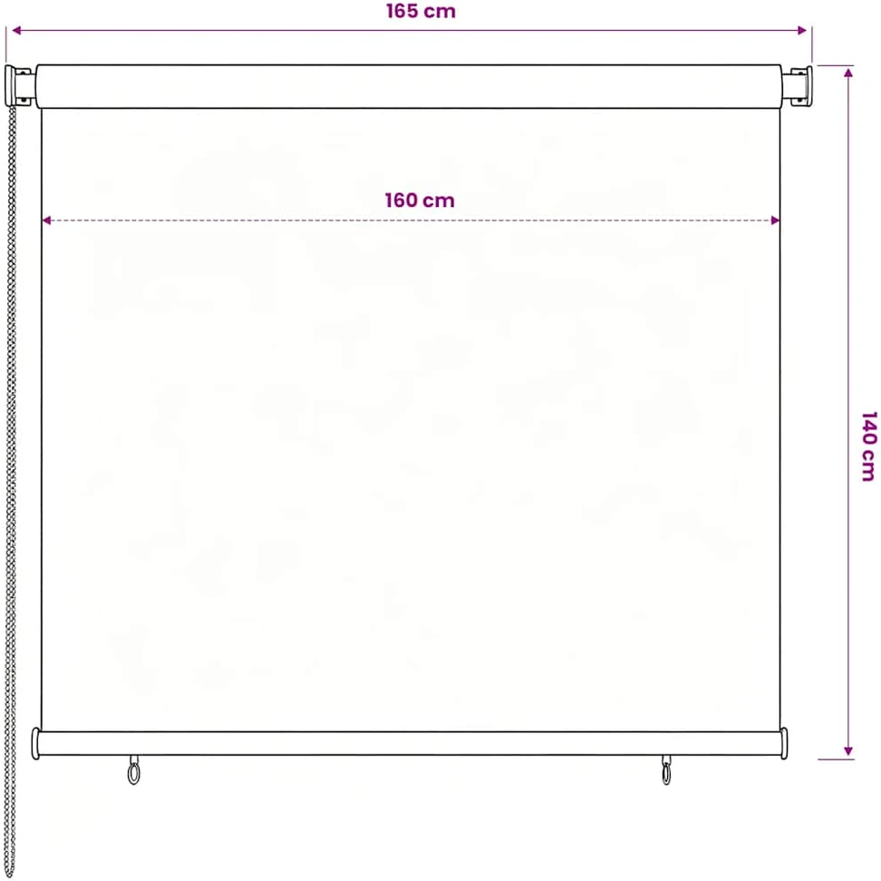 Lauko roletas, 165 (plotis) x 140 (aukštis) cm, rudos spalvos, HDPE
