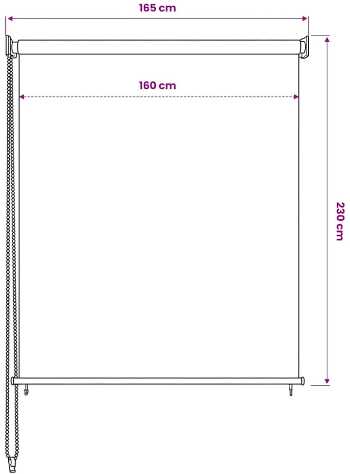 Lauko roletas, 165 (plotis) x 230 (aukštis) cm, smėlio spalvos