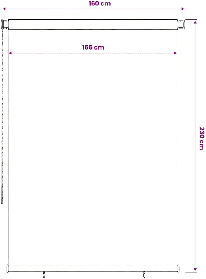 Lauko roletas, 165 (plotis) x 230 (aukštis) cm, rudos spalvos, HDPE