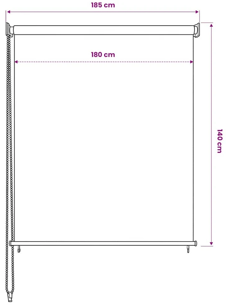 Lauko roletas, 185 (plotis) x 140 (aukštis) cm, antracito spalvos