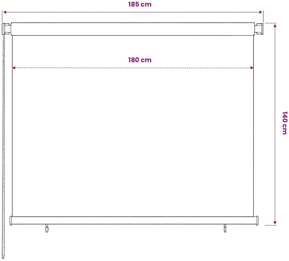 Lauko roletas, 185 (plotis) x 140 (aukštis) cm, tamsiai žalios spalvos, HDPE