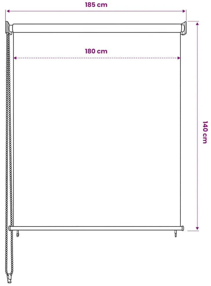 Lauko roletas, 185 (plotis) x 140 (aukštis) cm, antracito spalvos