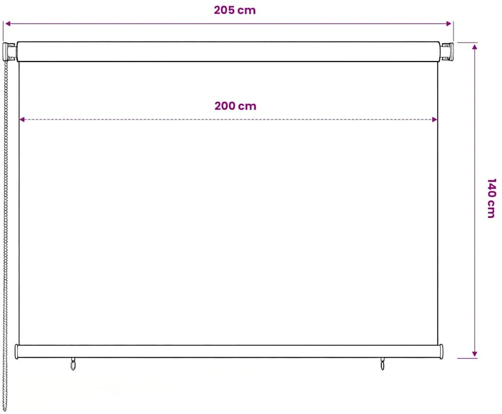 Lauko roletas, 205 (plotis) x 140 (aukštis) cm, tamsiai žalios spalvos, HDPE