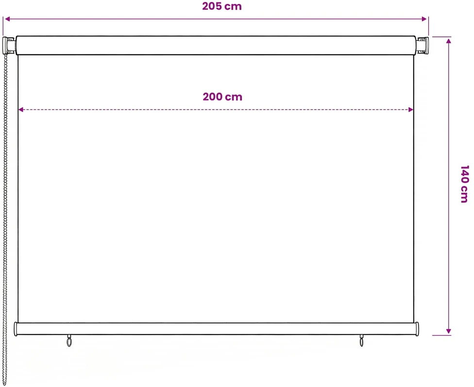 Lauko roletas, 205 (plotis) x 140 (aukštis) cm, rudos spalvos, HDPE