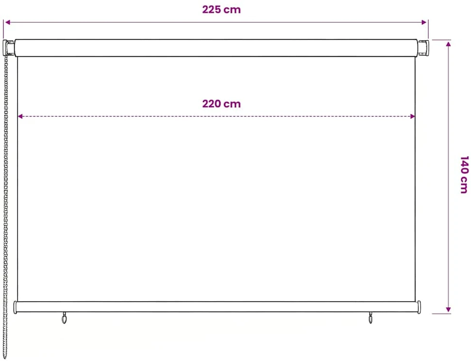 Lauko roletas, 225 (plotis) x 140 (aukštis) cm, rudos spalvos