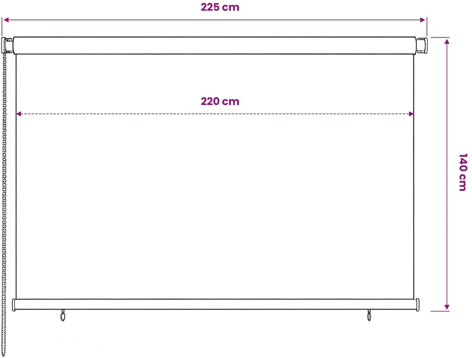 Lauko roletas, 225 (plotis) x 140 (aukštis) cm, juodos spalvos