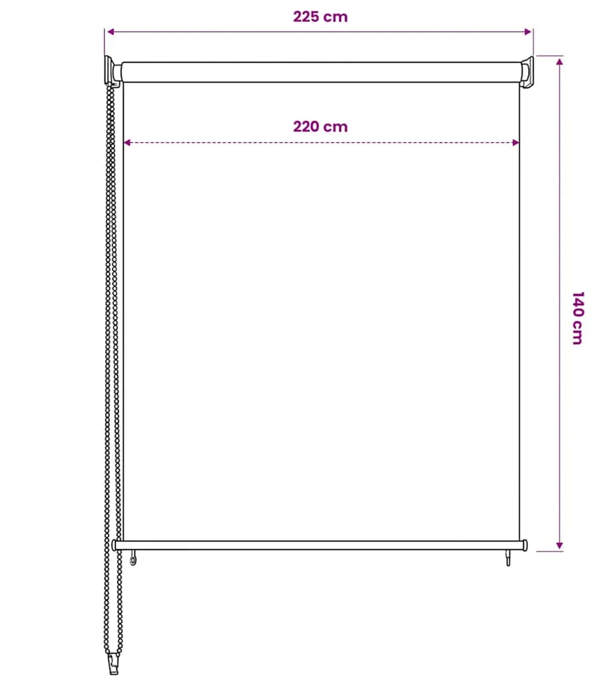 Lauko roletas, 225 (plotis) x 140 (aukštis) cm, smėlio spalvos