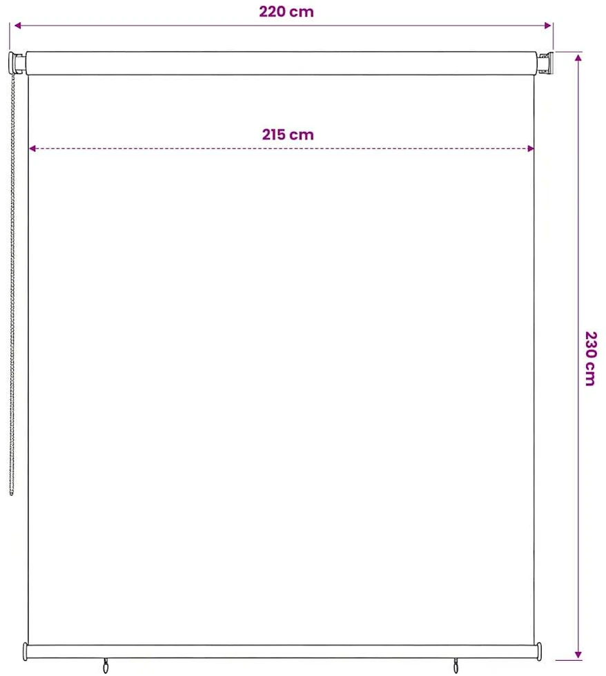 Lauko roletas, 225 (plotis) x 230 (aukštis) cm, mėlynos spalvos, HDPE