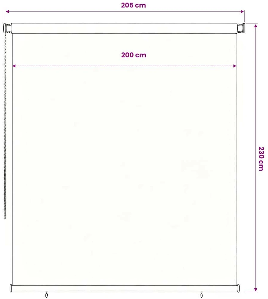Lauko roletas, 225 (plotis) x 230 (aukštis) cm, juodos spalvos