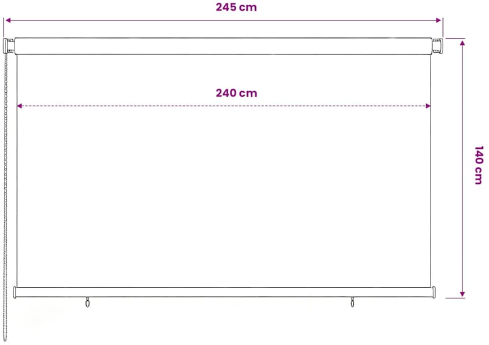 Lauko roletas, 245 (plotis) x 140 (aukštis) cm, rudos spalvos, HDPE