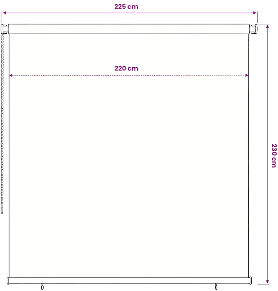 Lauko roletas, 245 (plotis) x 230 (aukštis) cm, juodos spalvos