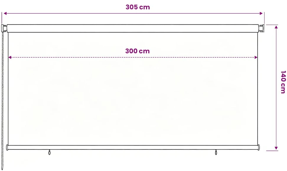Lauko roletas, 305 (plotis) x 140 (aukštis) cm, rudos spalvos, HDPE