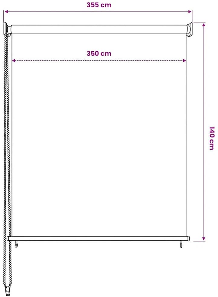 Lauko roletas, 355 (plotis) x 140 (aukštis) cm, smėlio spalvos