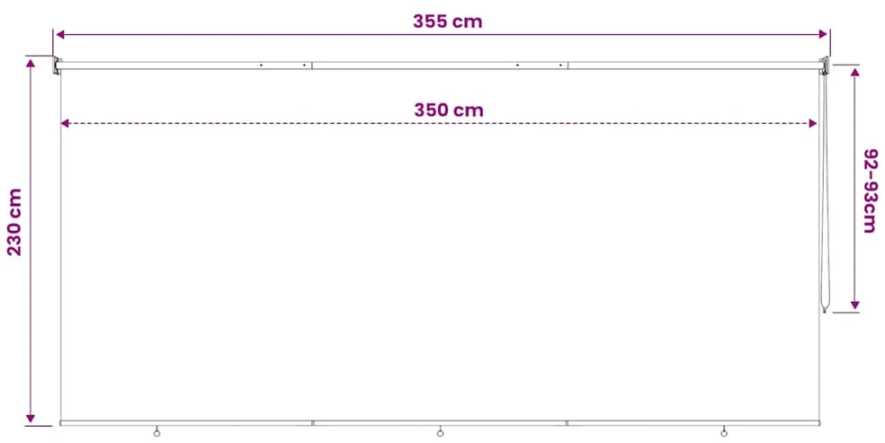 Lauko roletas, 355 (plotis) x 230 (aukštis) cm, smėlio spalvos