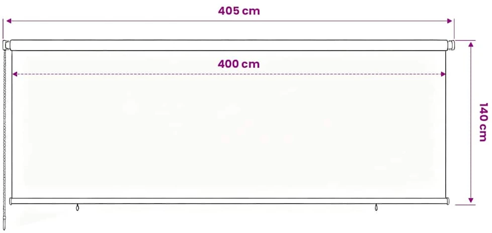 Lauko roletas, 405 (plotis) x 140 (aukštis) cm, mėlynos spalvos, HDPE