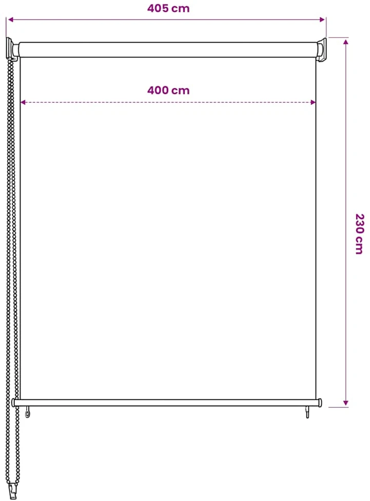Lauko roletas, 405 (plotis) x 230 (aukštis) cm, smėlio spalvos