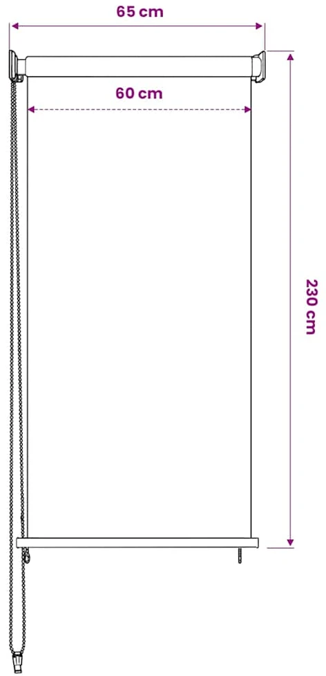 Lauko roletas, 65 (plotis) x 230 (aukštis) cm, smėlio spalvos