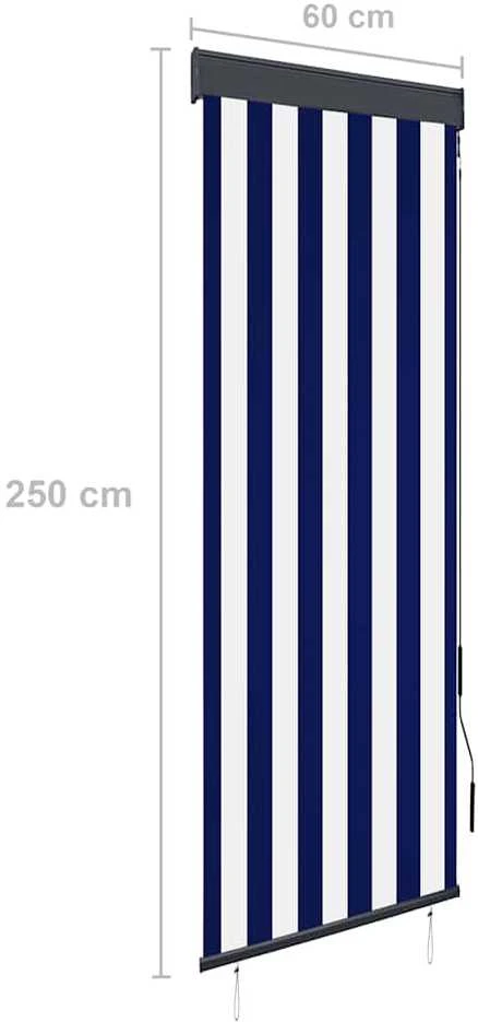 Lauko roletas, baltos ir mėlynos spalvų, 60x250cm