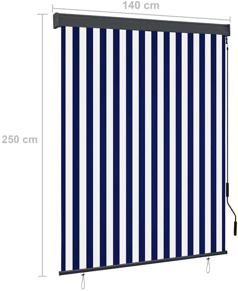 Lauko roletas, baltos ir mėlynos spalvų, 140x250cm