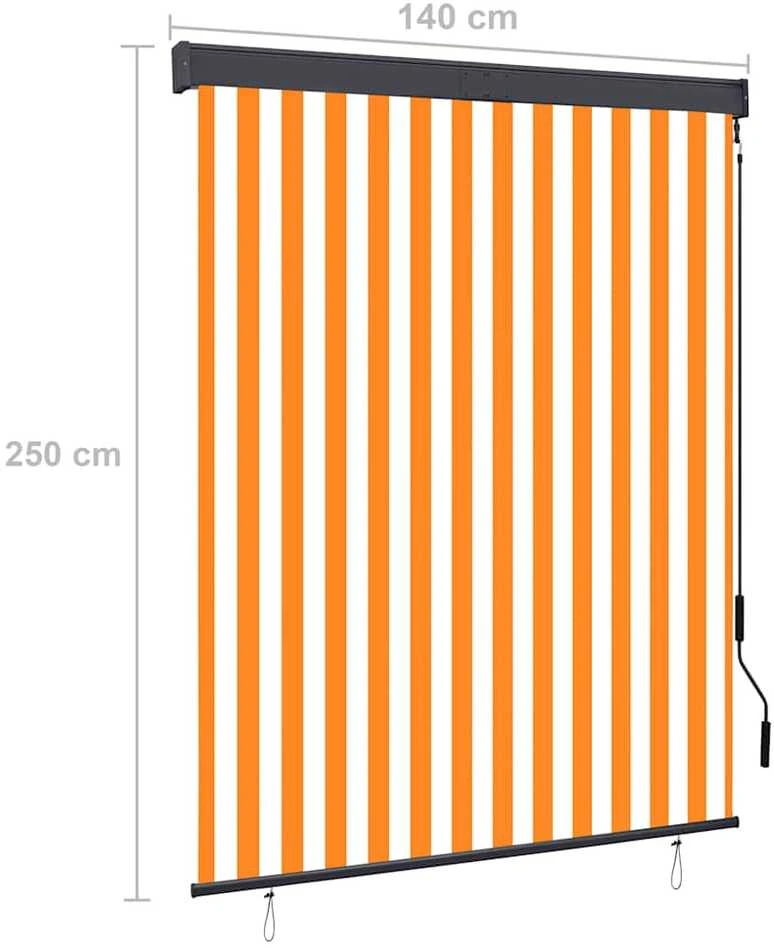 Lauko roletas, baltos ir oranžinės spalvų, 140x250cm