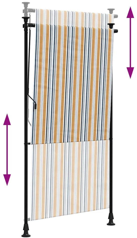 Lauko roletas, geltonas/baltas, 120x270cm, audinys ir plienas