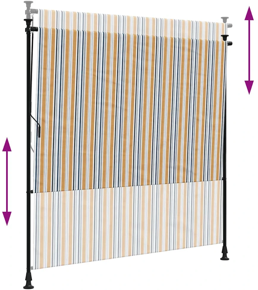 Lauko roletas, geltonas/baltas, 150x270cm, audinys ir plienas
