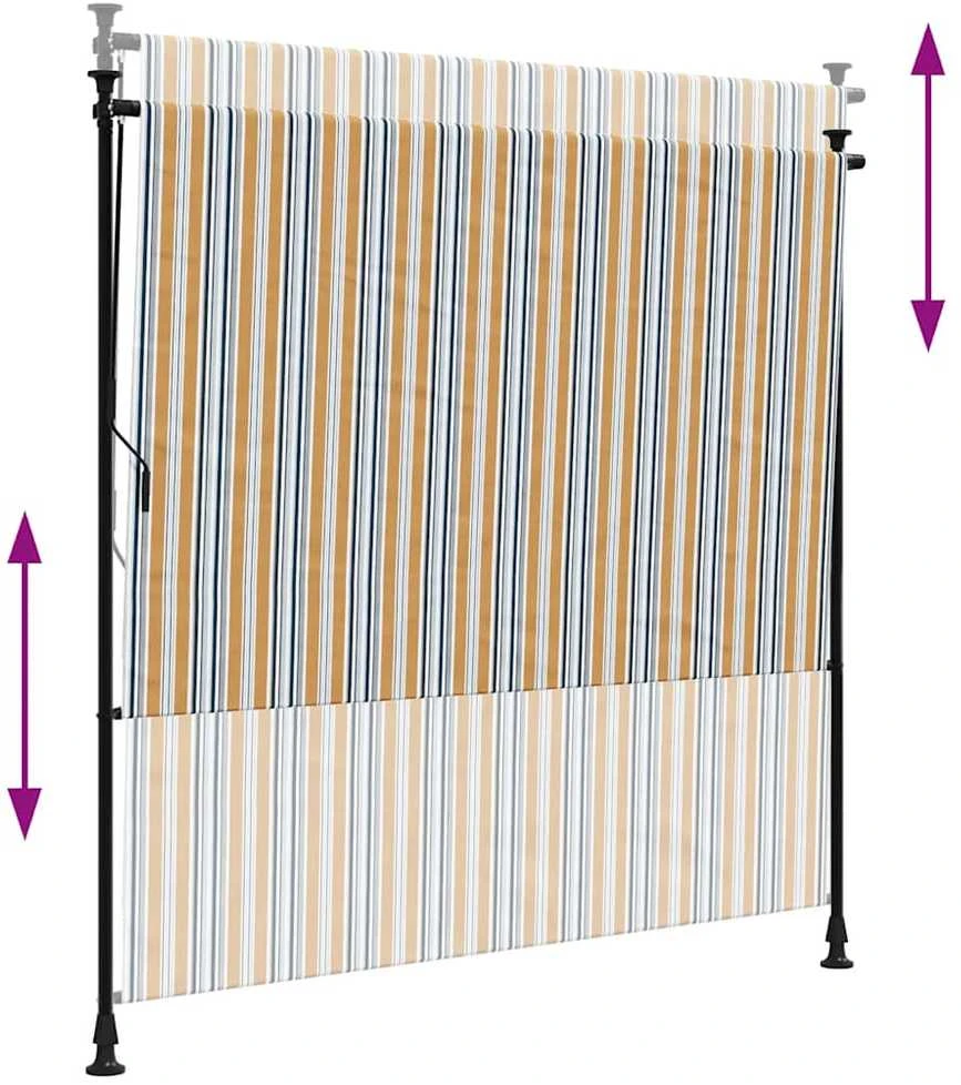 Lauko roletas, geltonas/baltas, 200x270cm, audinys ir plienas