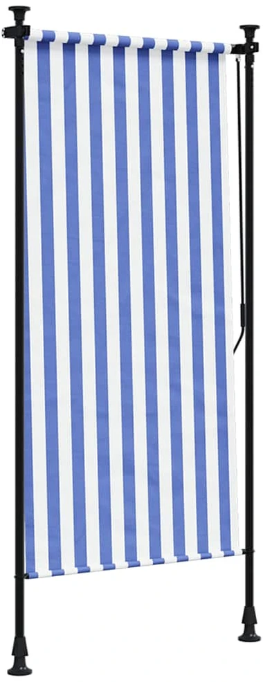 Lauko roletas, mėlynas ir baltas, 120x270cm, audinys ir plienas