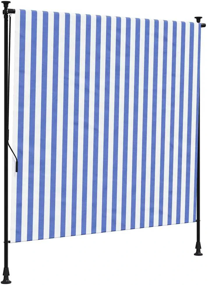 Lauko roletas, mėlynas ir baltas, 150x270cm, audinys ir plienas