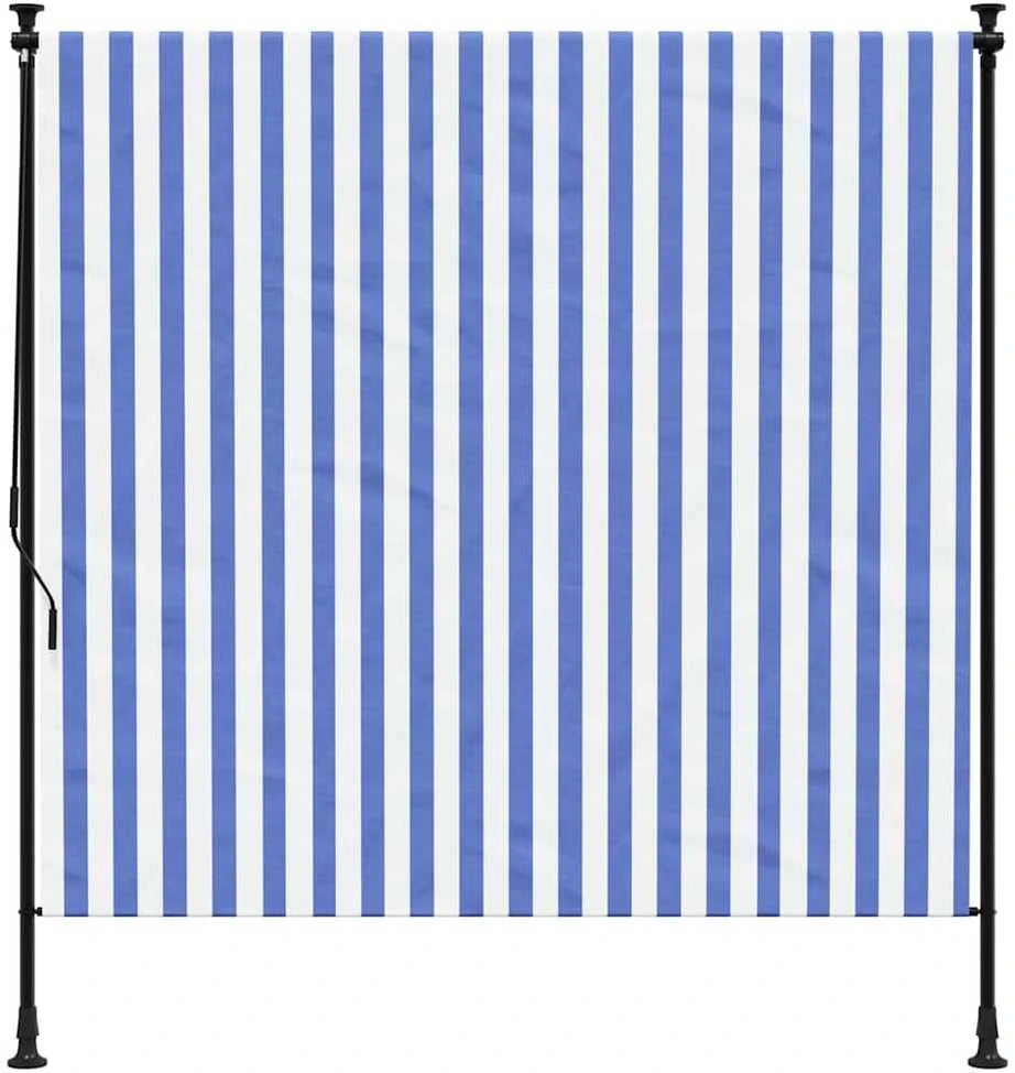 Lauko roletas, mėlynas ir baltas, 150x270cm, audinys ir plienas