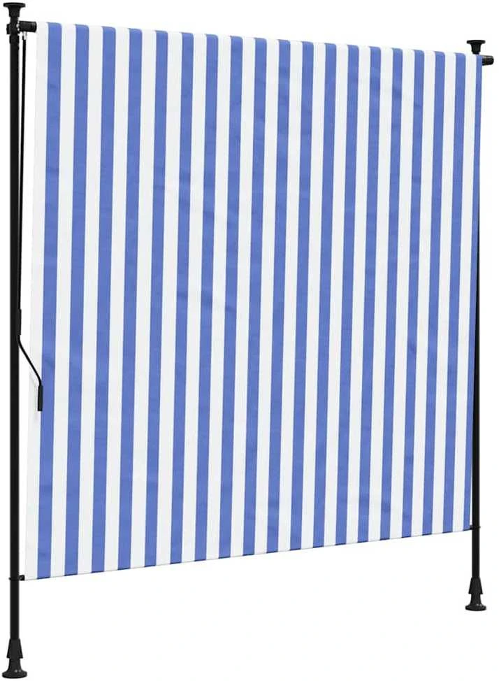 Lauko roletas, mėlynas ir baltas, 200x270cm, audinys ir plienas