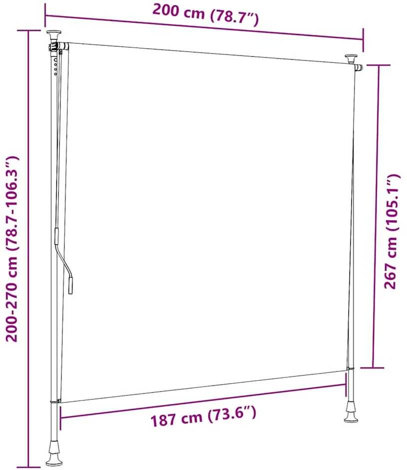 Lauko roletas, mėlynas ir baltas, 200x270cm, audinys ir plienas