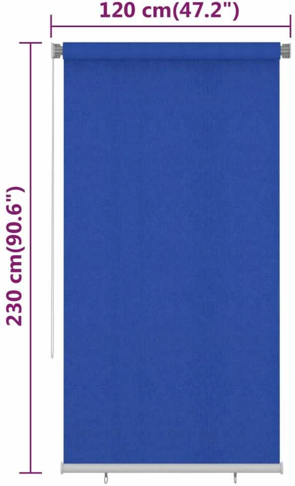 Lauko roletas, 125 (plotis) x 230 (aukštis) cm, mėlynos spalvos, HDPE