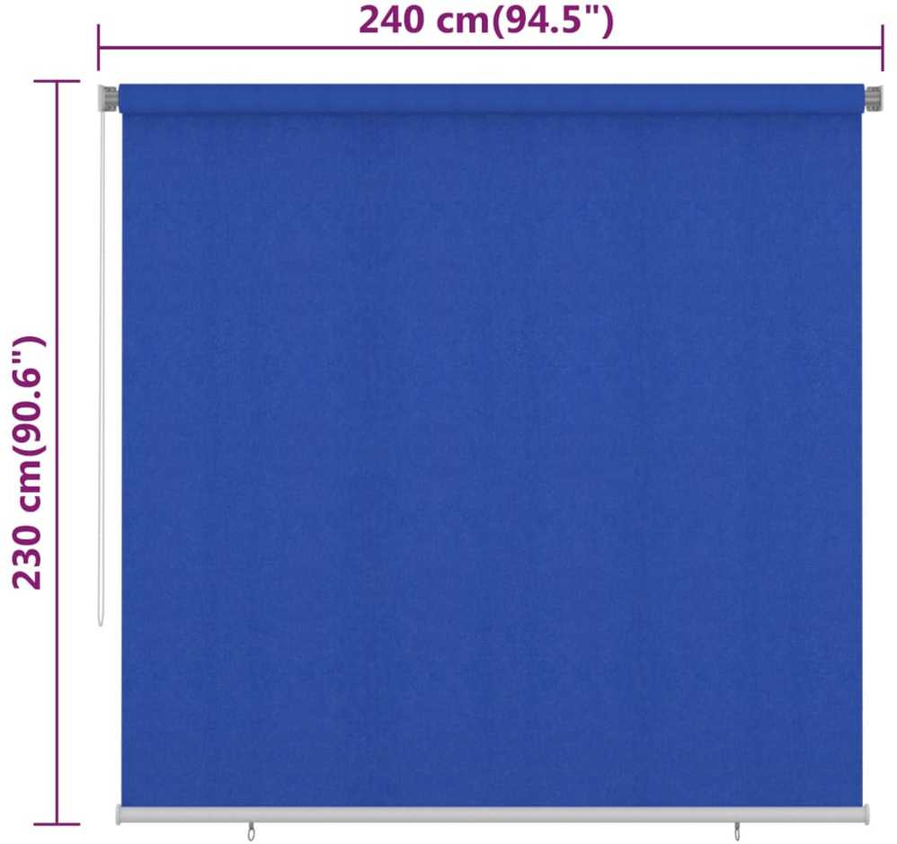 Lauko roletas, 245 (plotis) x 230 (aukštis) cm, mėlynos spalvos, HDPE