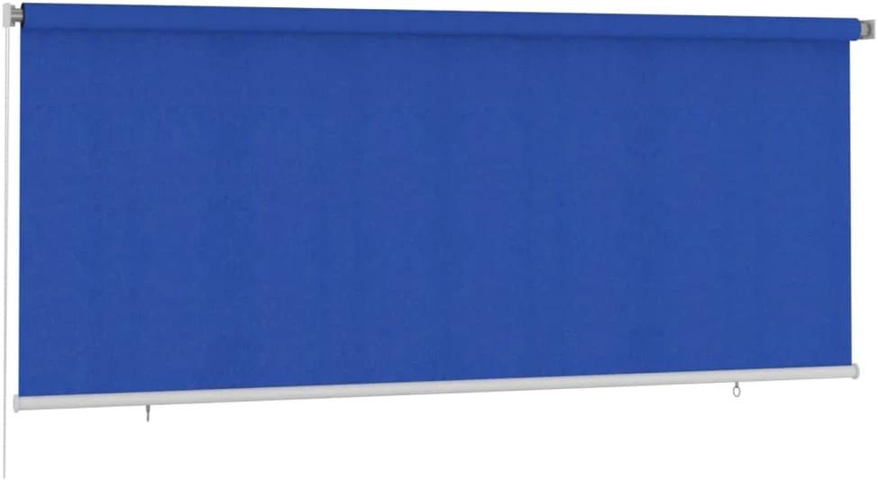 Lauko roletas, 355 (plotis) x 140 (aukštis) cm, mėlynos spalvos, HDPE